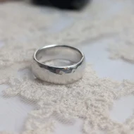 Vintage Sterling Silver Hammered Band, Wedding Ring Chunky Stacker - Image 6