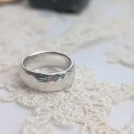 Vintage Sterling Silver Hammered Band, Wedding Ring Chunky Stacker - Image 7