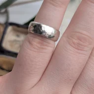 Vintage Sterling Silver Hammered Band, Wedding Ring Chunky Stacker - Image 9
