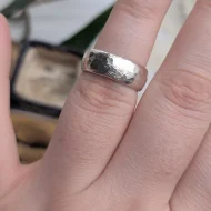 Vintage Sterling Silver Hammered Band, Wedding Ring Chunky Stacker - Image 10