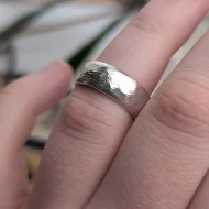 Vintage Sterling Silver Hammered Band, Wedding Ring Chunky Stacker - Image 11