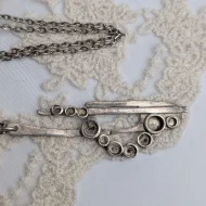 Vintage Silver Brutalist Pendant, Organic Open Round - Image 2