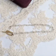 Vintage Sterling Silver Paperclip Bracelet, Hammered Gold Plated Dyadema - Image 2
