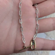 Vintage Sterling Silver Paperclip Bracelet, Hammered Gold Plated Dyadema - Image 9