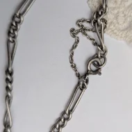 Vintage Silver Figaro Link Bracelet, Charm - Image 4