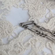 Vintage Silver Figaro Link Bracelet, Charm - Image 6