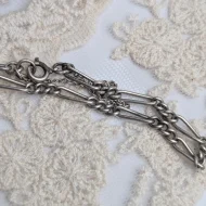 Vintage Silver Figaro Link Bracelet, Charm - Image 7