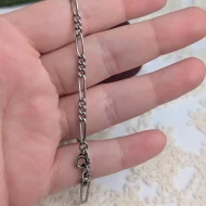 Vintage Silver Figaro Link Bracelet, Charm - Image 8