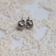 Vintage Silver Ball Studs, Round Earrings Plain - Image 3
