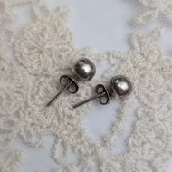 Vintage Silver Ball Studs, Round Earrings Plain - Image 4