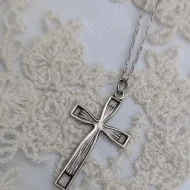 Vintage Sterling Silver Nuvo Cross Necklace - Image 2