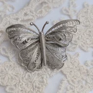 Vintage Silver Butterfly Filigree Brooch Pin - Image 2