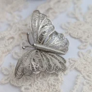 Vintage Silver Butterfly Filigree Brooch Pin - Image 3