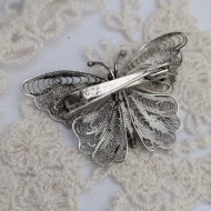 Vintage Silver Butterfly Filigree Brooch Pin - Image 5