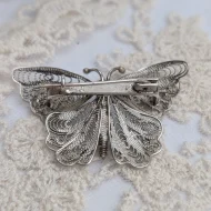 Vintage Silver Butterfly Filigree Brooch Pin - Image 6