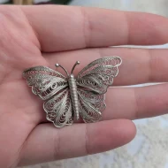 Vintage Silver Butterfly Filigree Brooch Pin - Image 7