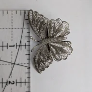 Vintage Silver Butterfly Filigree Brooch Pin - Image 8