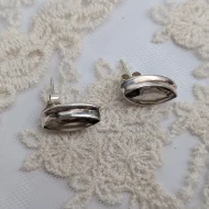Vintage Silver Brown Stone Earrings, Smoky Quartz Studs - Image 4