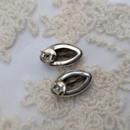 Vintage Silver Brown Stone Earrings, Smoky Quartz Studs - Image 5