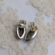 Vintage Silver Brown Stone Earrings, Smoky Quartz Studs - Image 6