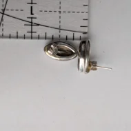 Vintage Silver Brown Stone Earrings, Smoky Quartz Studs - Image 8