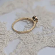 Vintage Sterling Silver Solitaire Ring, CZ Bezel Gold Plated Italy - Image 6