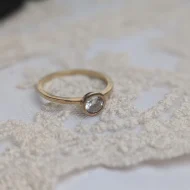 Vintage Sterling Silver Solitaire Ring, CZ Bezel Gold Plated Italy - Image 7
