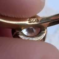 Vintage Sterling Silver Solitaire Ring, CZ Bezel Gold Plated Italy - Image 8