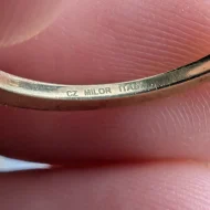 Vintage Sterling Silver Solitaire Ring, CZ Bezel Gold Plated Italy - Image 9
