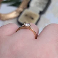 Vintage Sterling Silver Solitaire Ring, CZ Bezel Gold Plated Italy - Image 10