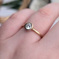 Vintage Sterling Silver Solitaire Ring, CZ Bezel Gold Plated Italy - Image 11