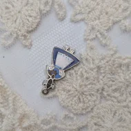 Vintage Silver Dutch Enamel Charm, Woman in Dress - Image 3