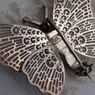 Vintage Silver Butterfly Filigree Brooch Pin - Image 3