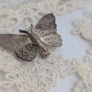 Vintage Silver Butterfly Filigree Brooch Pin - Image 5