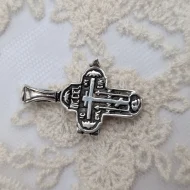 Vintage Silver Cross Locket, Engraved Orthodox Pendant Russian 925 - Image 4