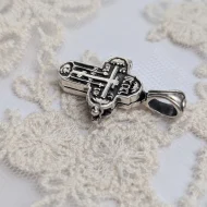 Vintage Silver Cross Locket, Engraved Orthodox Pendant Russian 925 - Image 5