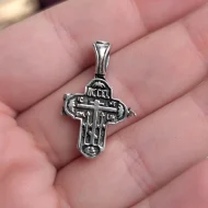 Vintage Silver Cross Locket, Engraved Orthodox Pendant Russian 925 - Image 2