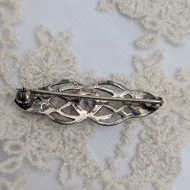 Vintage Sterling Silver Amethyst Brooch, Kit Heath Bar Celtic Knot - Image 4