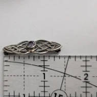 Vintage Sterling Silver Amethyst Brooch, Kit Heath Bar Celtic Knot - Image 8