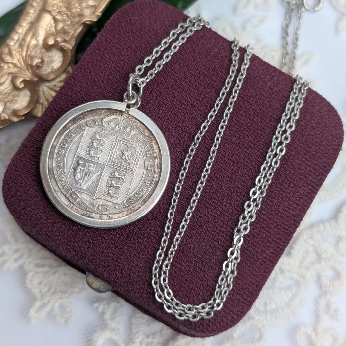 Sterling Silver 1887 Shilling Coin Pendant