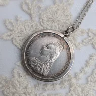 Sterling Silver 1887 Shilling Coin Pendant, Queen Victoria Jubilee Necklace - Image 5