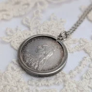 Sterling Silver 1887 Shilling Coin Pendant, Queen Victoria Jubilee Necklace - Image 6