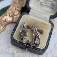 Vintage Silver Brown Stone Earrings