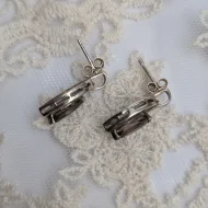 Vintage Silver Brown Stone Earrings, Smoky Quartz Studs - Image 2
