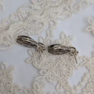 Vintage Silver Brown Stone Earrings, Smoky Quartz Studs - Image 4
