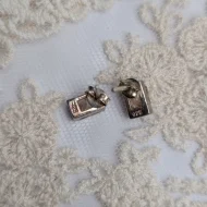 Sterling Silver CZ Rectangle Studs, Simple Modern - Image 5