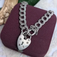 Vintage Sterling Silver Padlock Bracelet