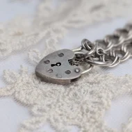 Vintage Sterling Silver Padlock Bracelet, Charm Double Link 1975 Hallmarked - Image 3