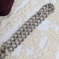 Vintage Sterling Silver Padlock Bracelet, Charm Double Link 1975 Hallmarked - Image 4