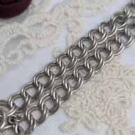 Vintage Sterling Silver Padlock Bracelet, Charm Double Link 1975 Hallmarked - Image 5